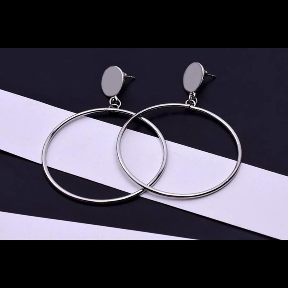 Fashion Minimalist Silver Circle Hoop Earrings